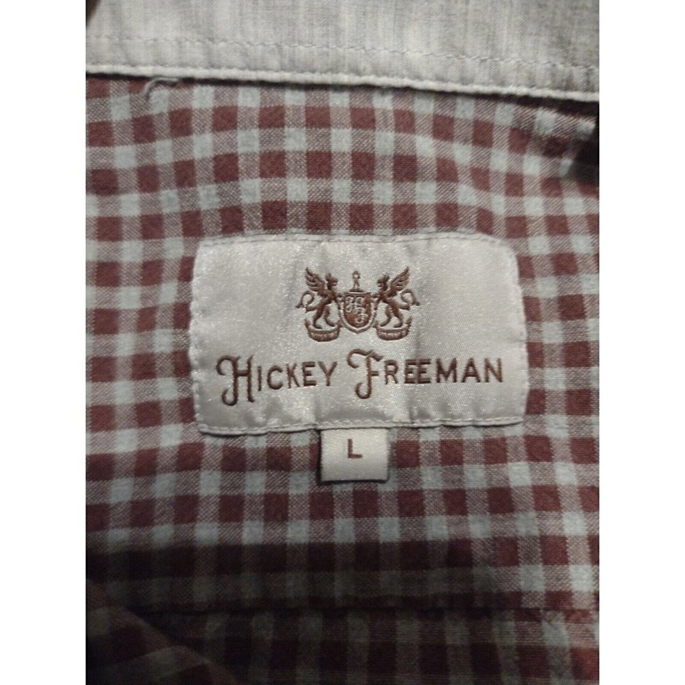 Hickey Freeman Shirt Men’s Large L Cotton Button Down Long Sleeve Red Gray - Picture 8 of 12